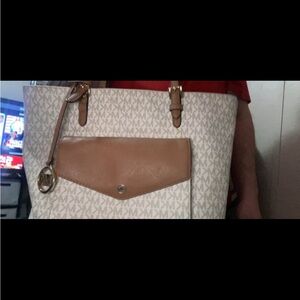 Michael Kors Cream and Tan Tote Bag